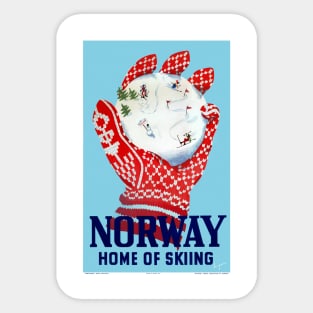 Vintage Travel Poster Norway Home of Skiing Sticker